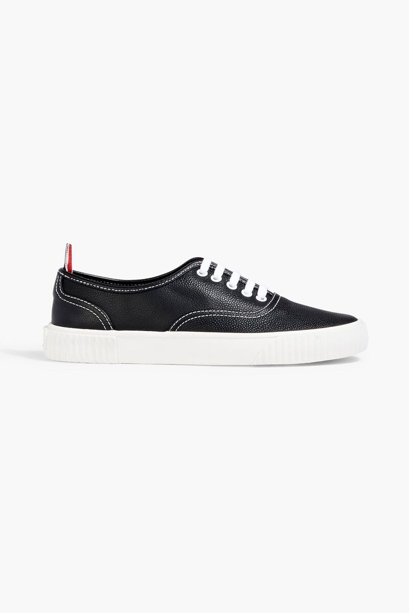 Thom Browne - Pebbled-leather sneakers - Black - US 7