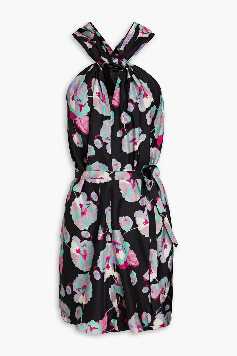 Isabel Marant - Suzyli twist-front floral-print silk crepe de chine mini dress - Black - FR 36