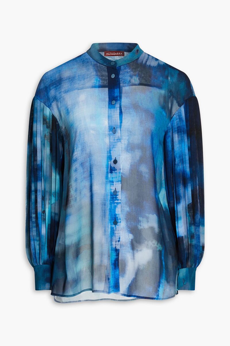 Altuzarra - Berry Blue Strokes pleated tie-dyed gauze shirt - Blue - FR 42