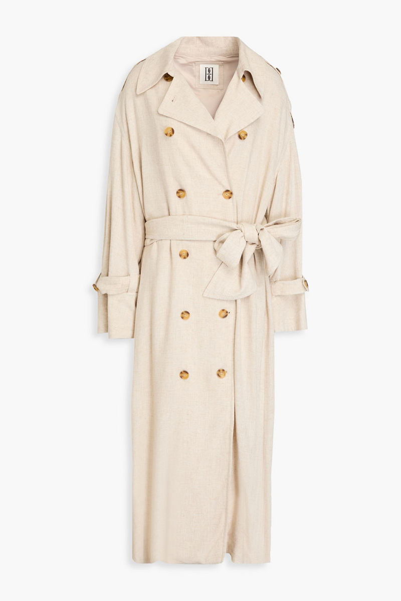 by malene birger - alanise slub woven trench coat - neutral - de 36