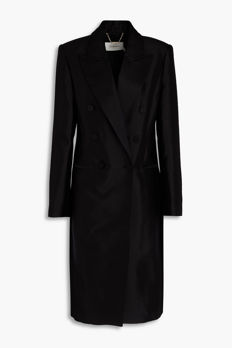 zimmermann - wool and silk-blend gabardine coat - black - 00