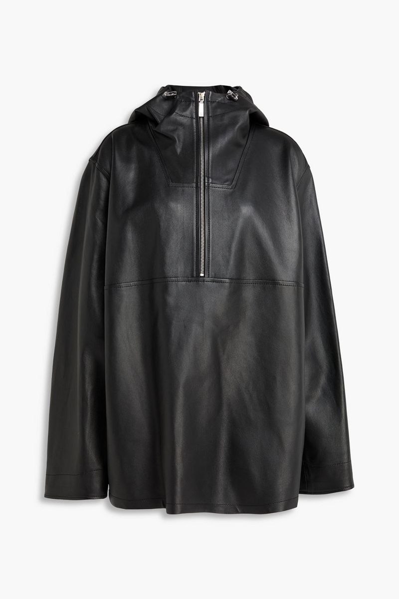 toteme - leather hooded jacket - black - fr 36