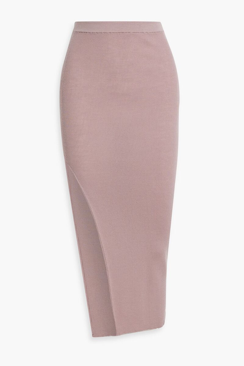 Rick Owens - Ziggy ribbed wool-blend midi pencil skirt - Pink - M