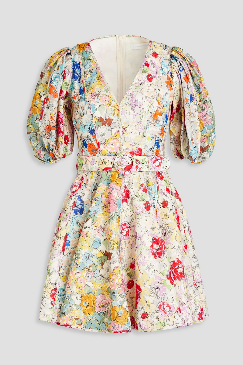 Zimmermann - Belted floral-print linen mini dress - Multicolor - 3