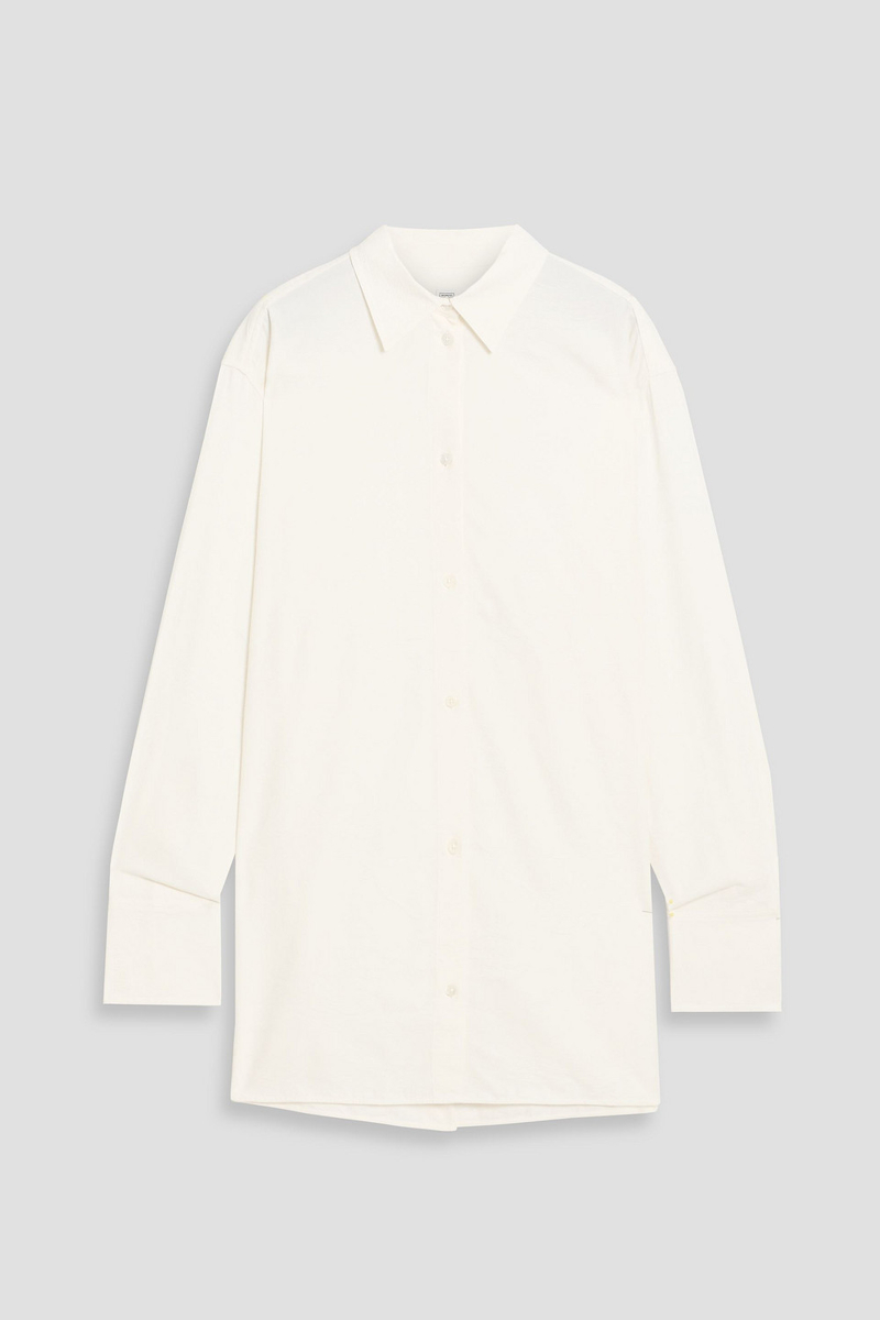 toteme - cotton-blend floral-jacquard shirt - white - fr 30