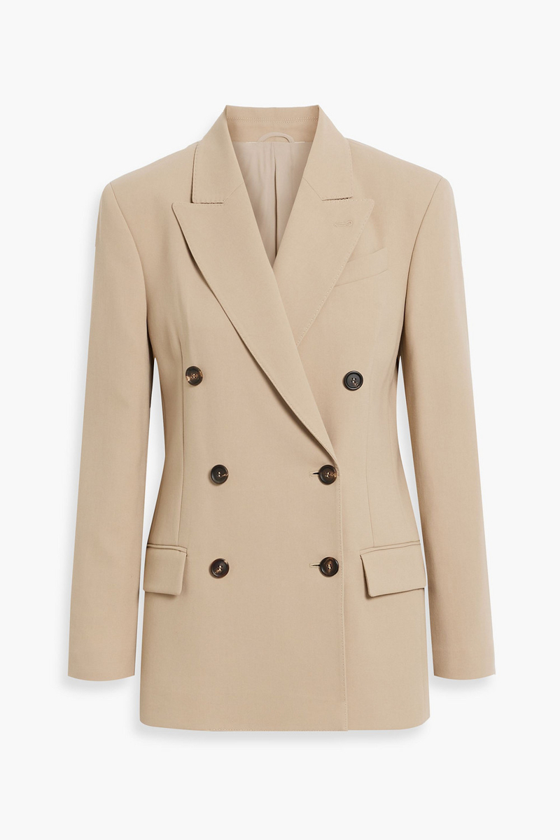 brunello cucinelli - double-breasted bead-embellished cotton blazer - neutral - it 38