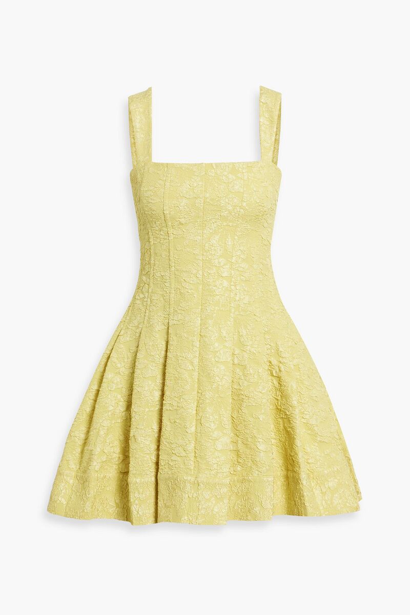 SIMKHAI - Jovie pleated cloqué mini dress - Yellow - US 6