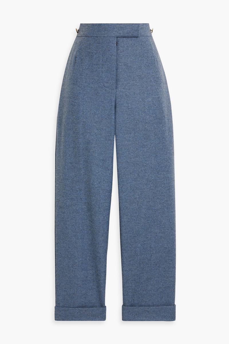 thom browne - cropped wool-flannel tapered pants - blue - it 36