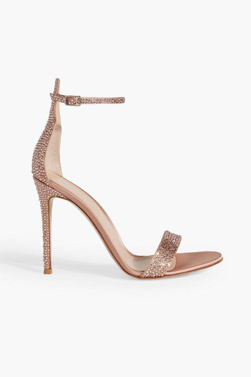 Gianvito Rossi - Crystal-embellished satin sandals - Pink - EU 36.5
