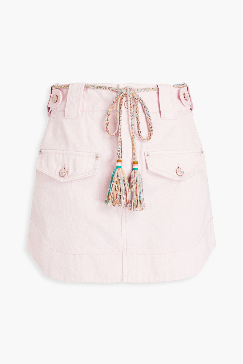 Zimmermann - Belted denim mini skirt - Pink - 3