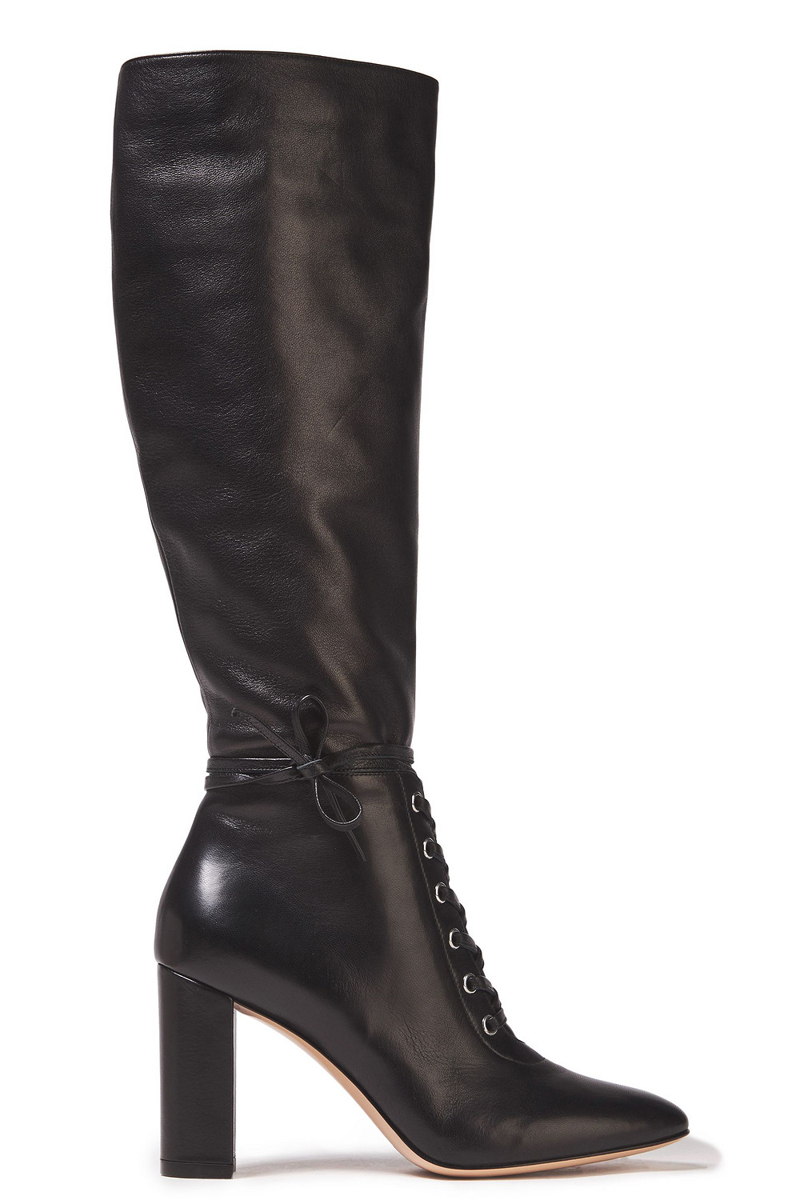 Gianvito Rossi - Melissa 85 lace-up leather knee boots - Black - EU 37