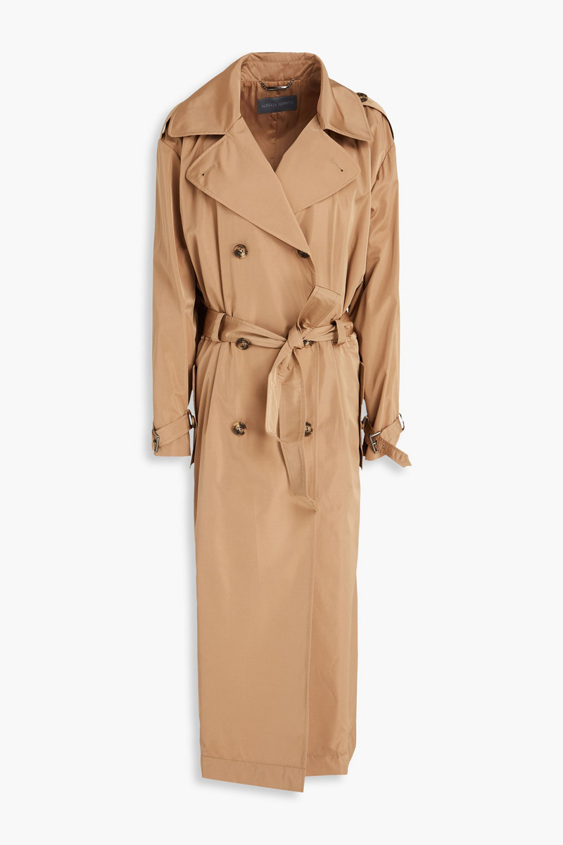 alberta ferretti - belted shell trench coat - brown - it 42