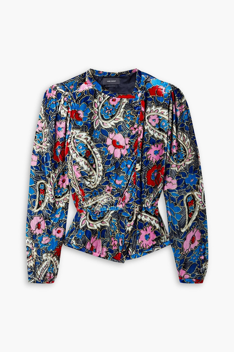 Isabel Marant - Menelia floral-print velvet top - Blue - FR 36