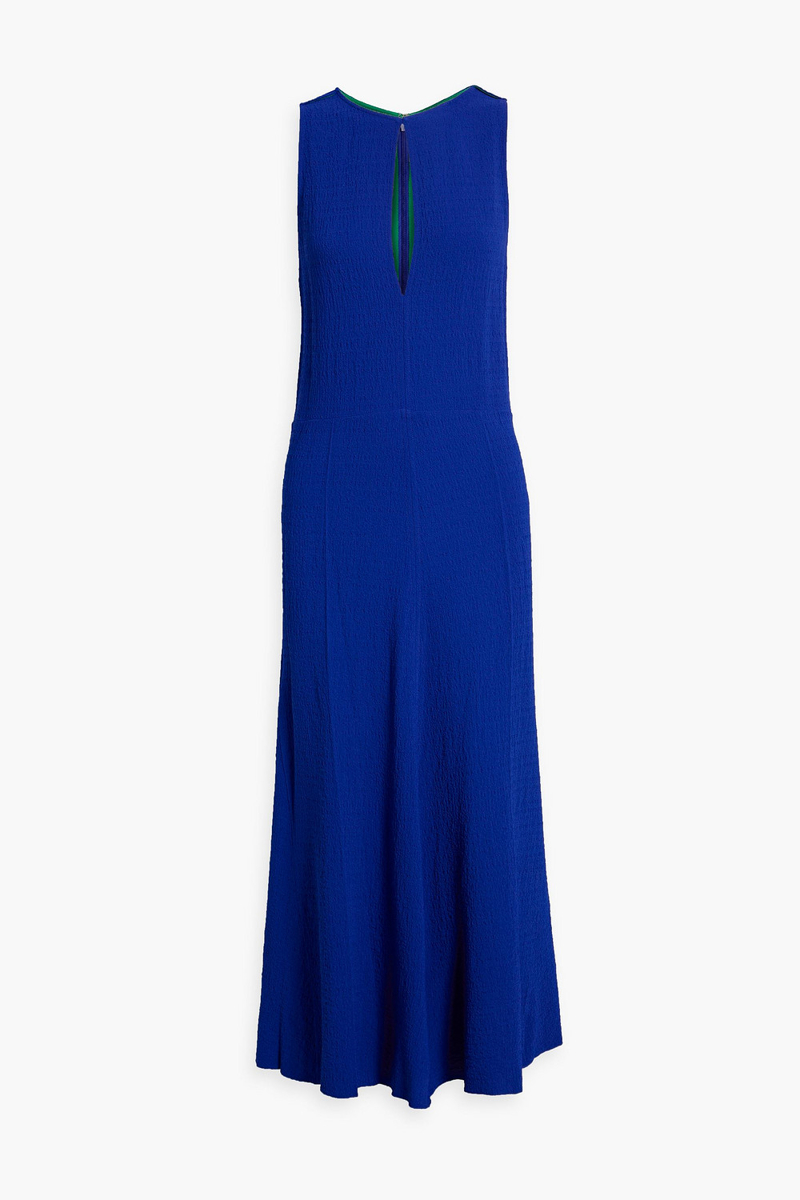 Victoria Beckham - Cutout textured-crepe midi dress - Blue - UK 8