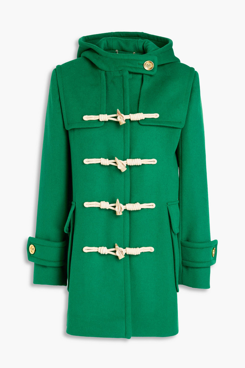 zimmermann - brushed wool-blend felt hooded coat - green - 00