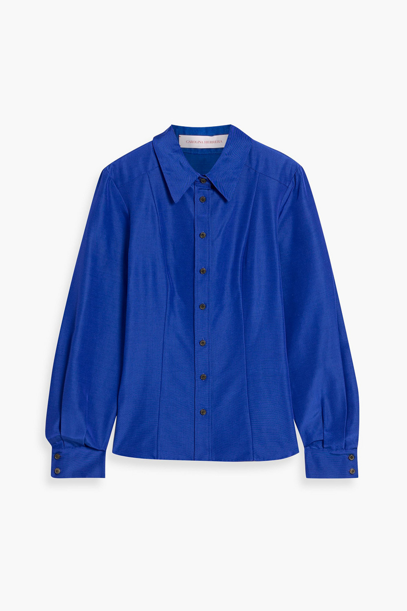 carolina herrera - cotton-blend faille shirt - blue - us 0