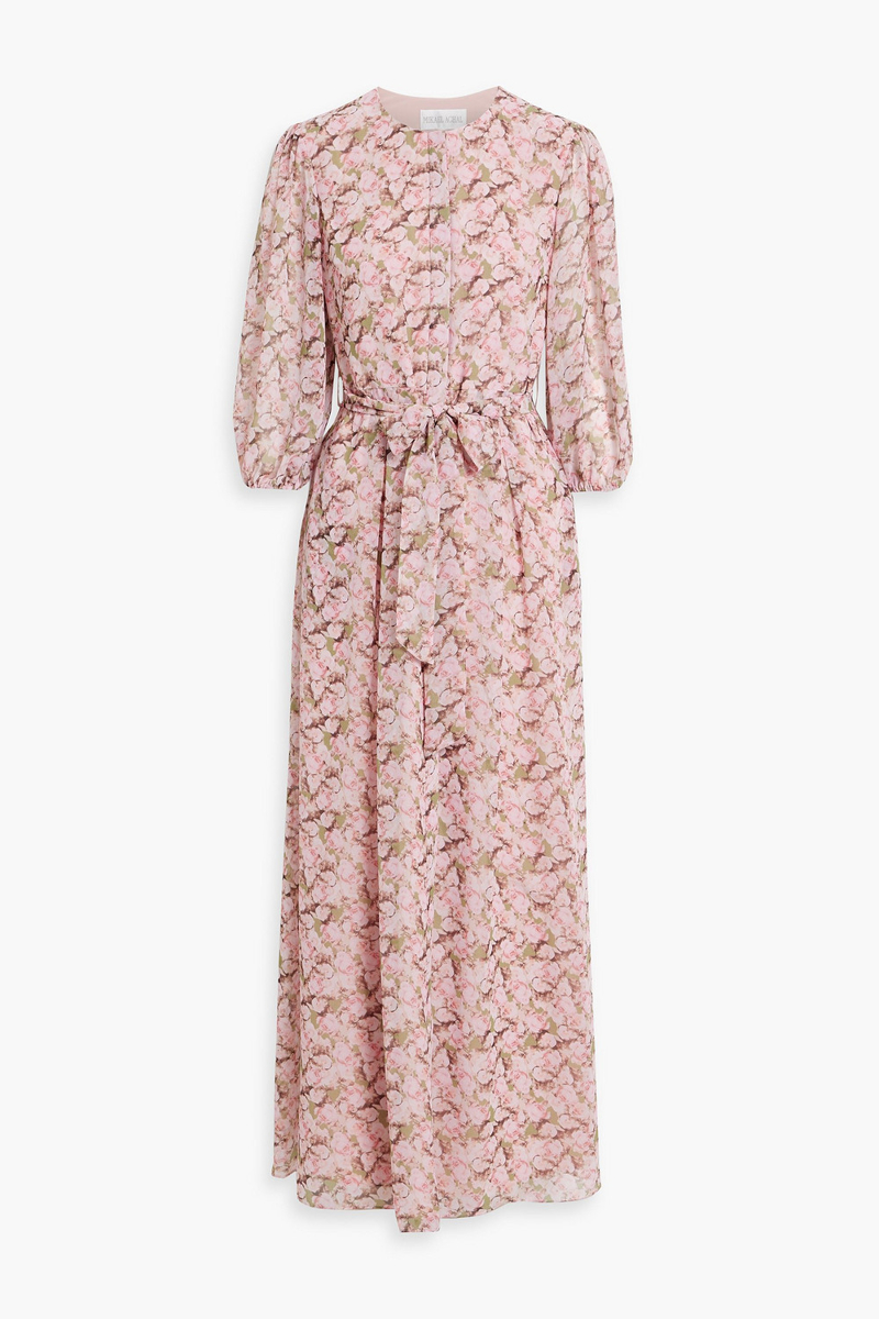 mikael aghal - floral-print chiffon maxi dress - pink - us 4