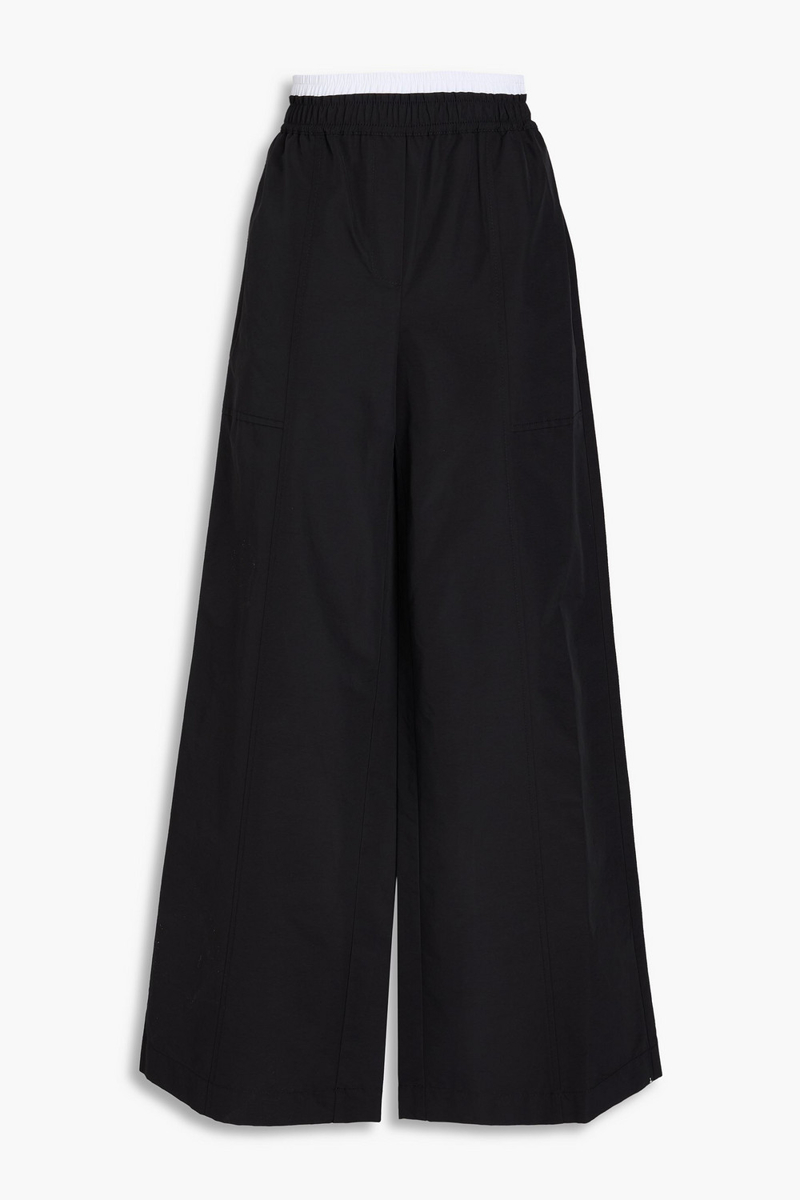 simkhai - olly cotton-blend faille wide-leg pants - black - m