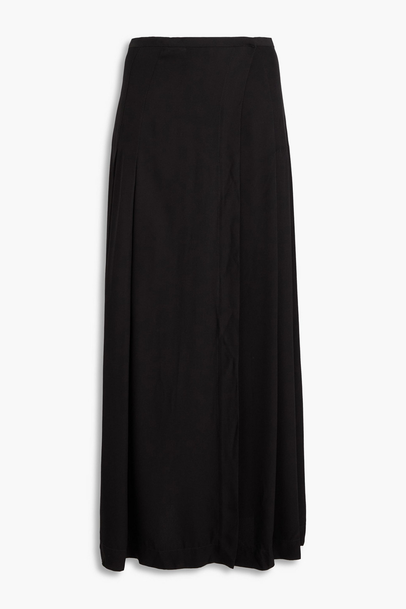 toteme - pleated crepe-satin maxi wrap skirt - black - fr 32