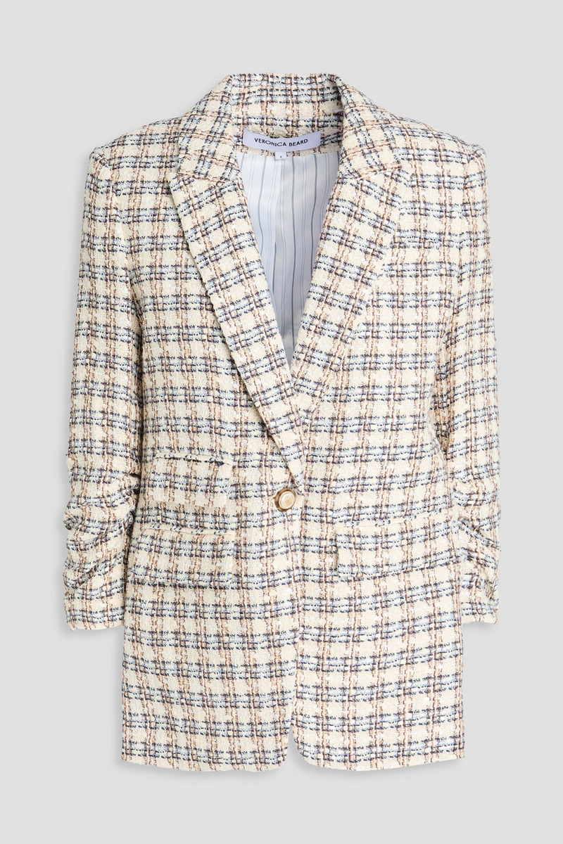 veronica beard - martel dickey checked cotton-blend tweed blazer - white - us 2