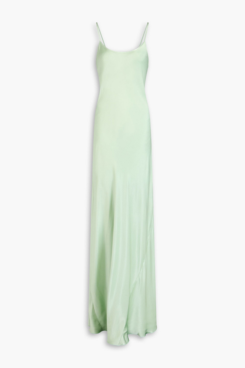 victoria beckham - satin maxi slip dress - green - uk 14
