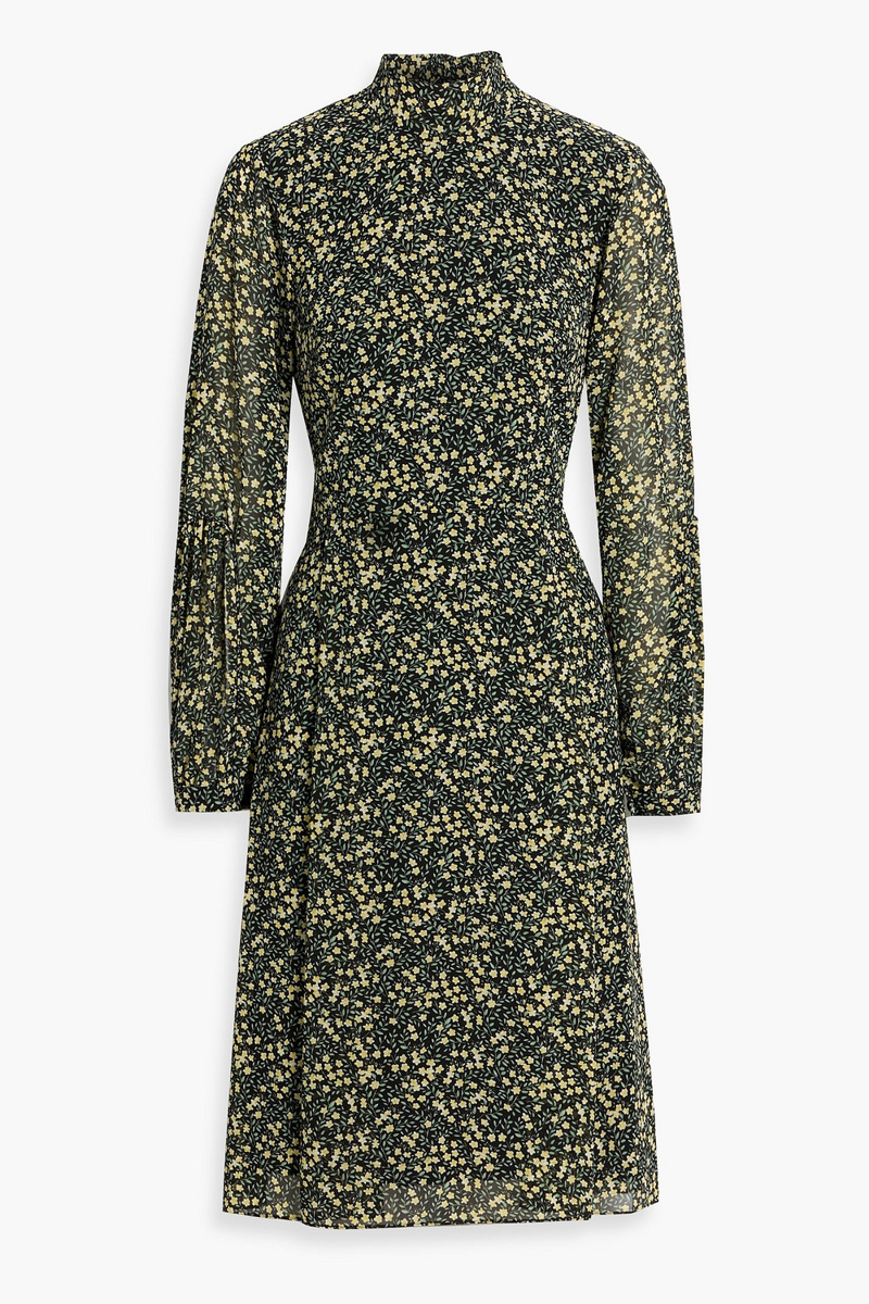 mikael aghal - floral-print crepe de chine dress - black - us 6