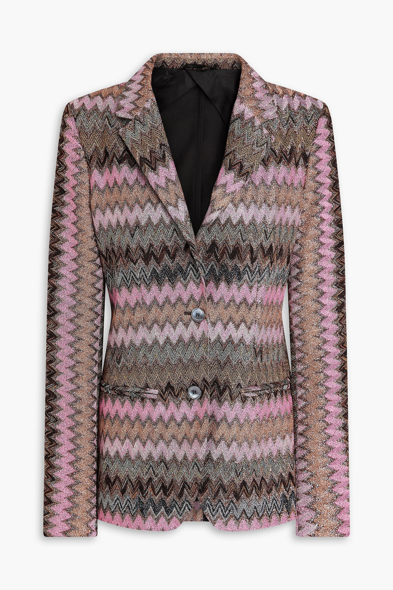 missoni - metallic crochet-knit blazer - pink - it 42
