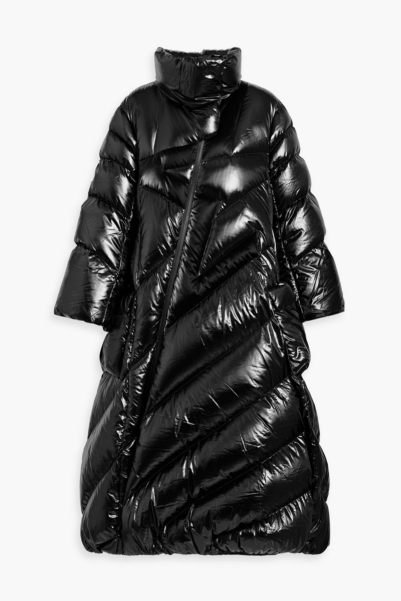 perfect moment - ariel quilted glossed down coat - black - xs
