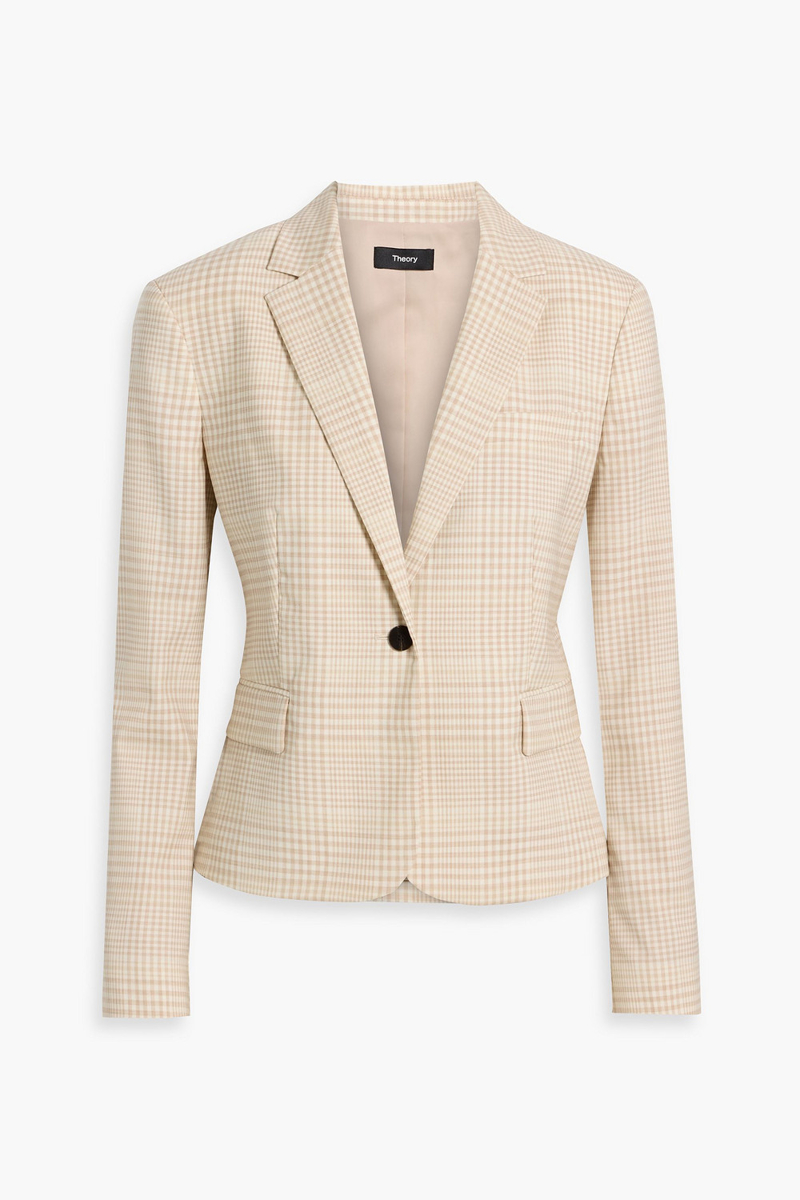 theory - roswell checked wool-tweed blazer - neutral - us 6
