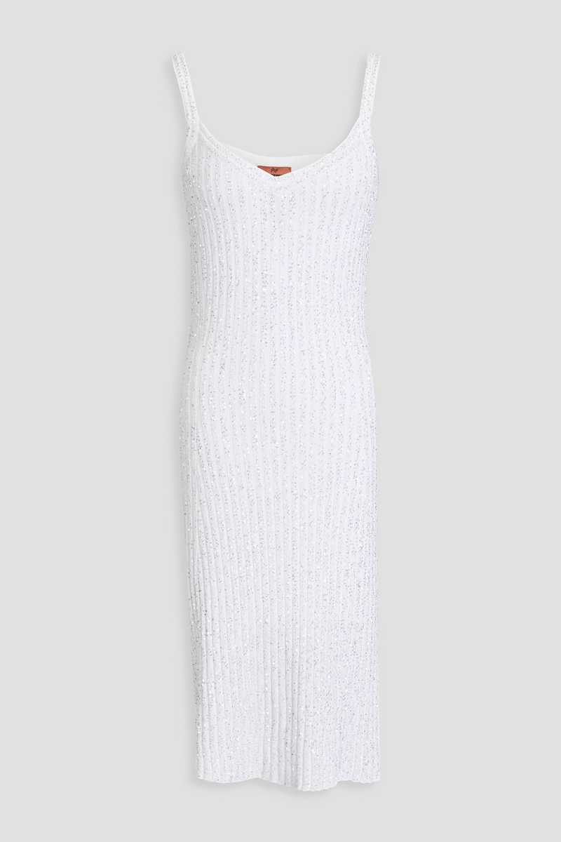 missoni - sequin-embellished ribbed-knit midi dress - white - it 38