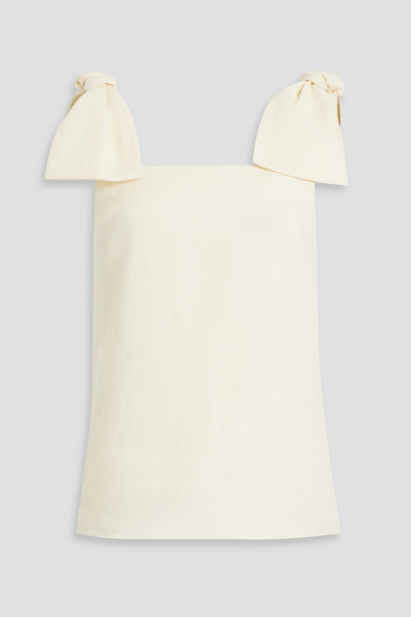 chloé - bow-detailed linen-canvas top - white - fr 40