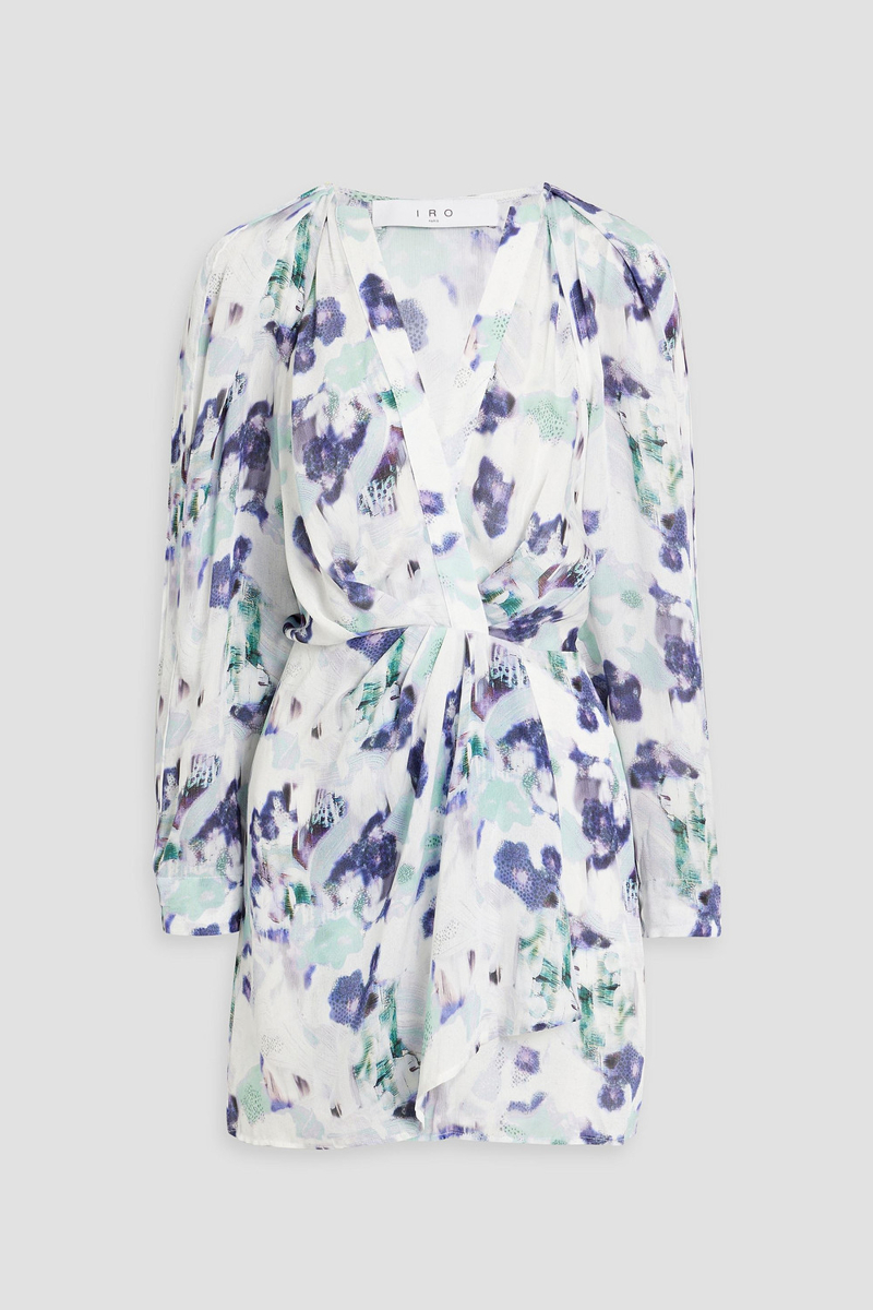 IRO - Odine pleated wrap-effect chiffon mini dress - White - FR 40