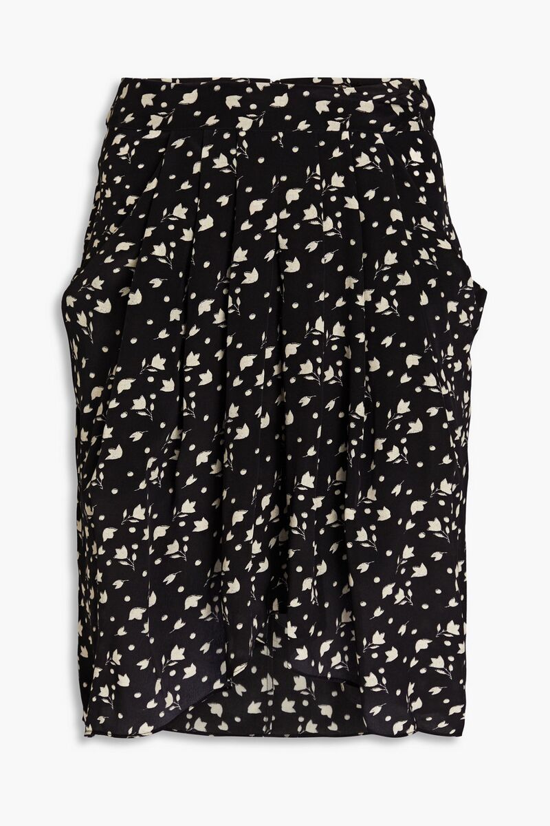 Isabel Marant - Kinali pleated floral-print silk crepe de chine skirt - Black - FR 36