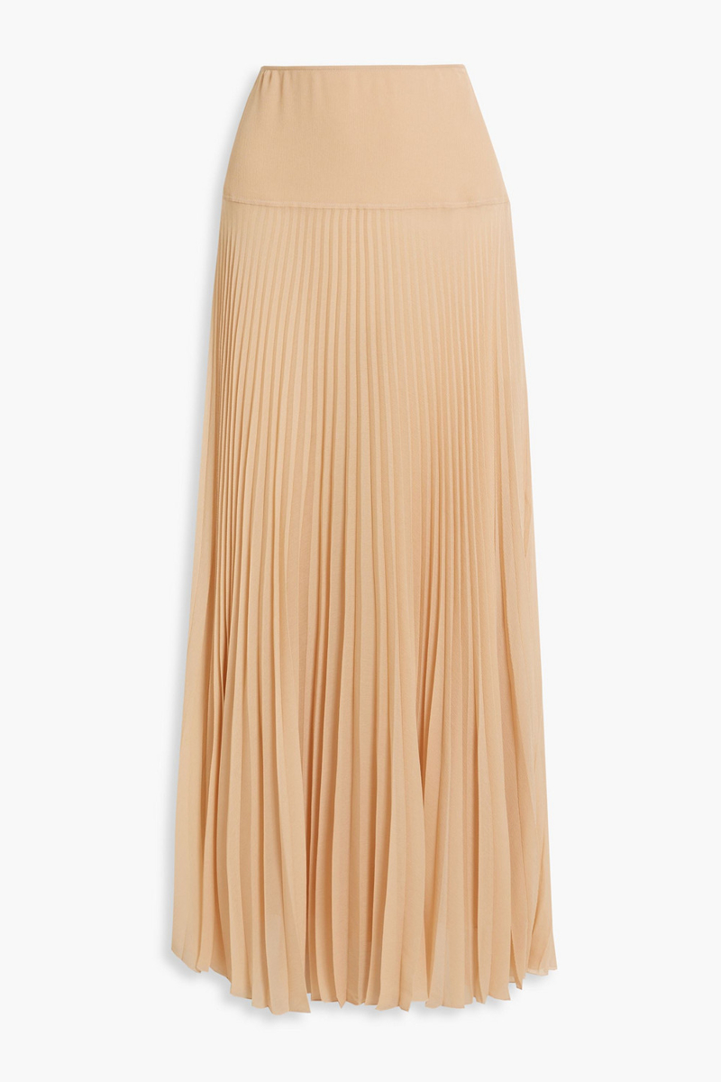 Chloé - Pleated crepon maxi skirt - Orange - FR 42