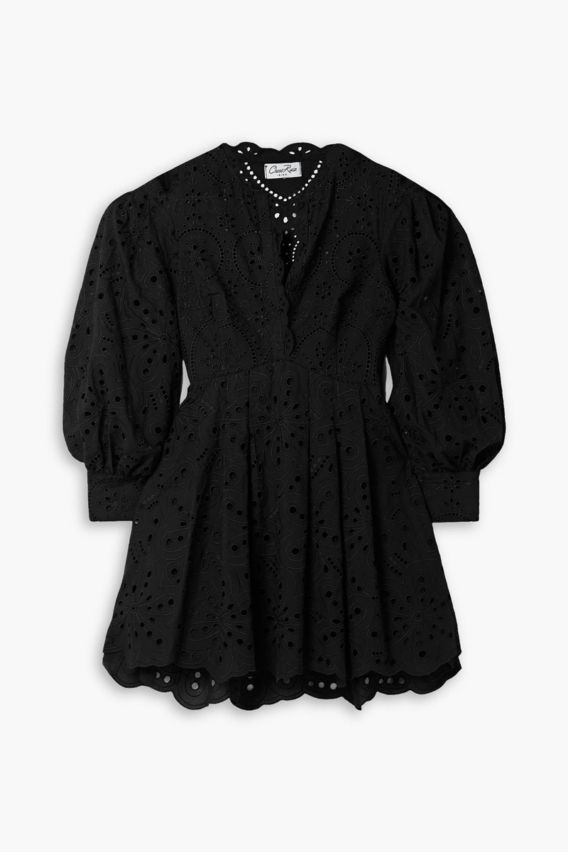 Charo Ruiz Ibiza - Franca broderie anglaise cotton-blend mini dress - Black - XS