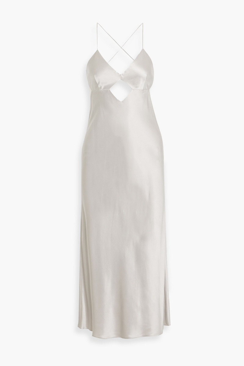 Michelle Mason - Cutout silk-satin midi dress - Gray - US 8
