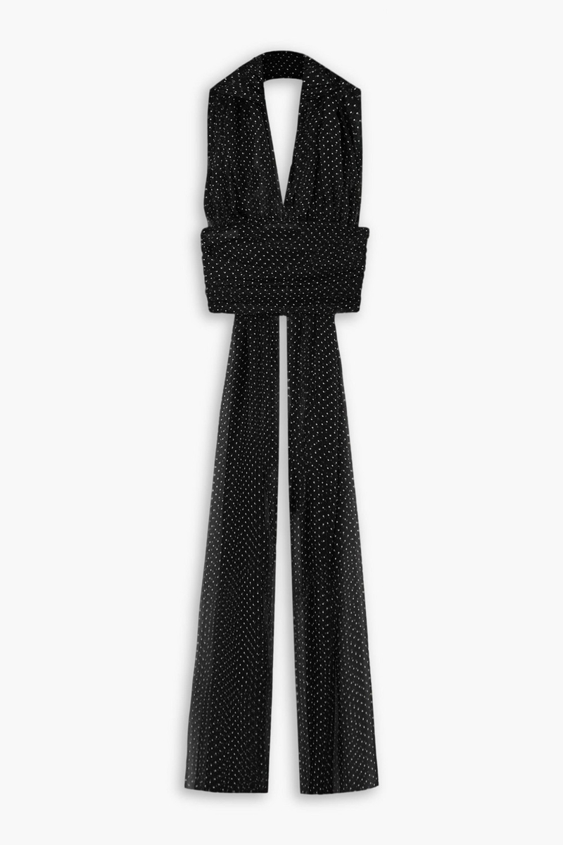 dolce&gabbana - ruched cropped polka-dot silk-chiffon top - black - it 38