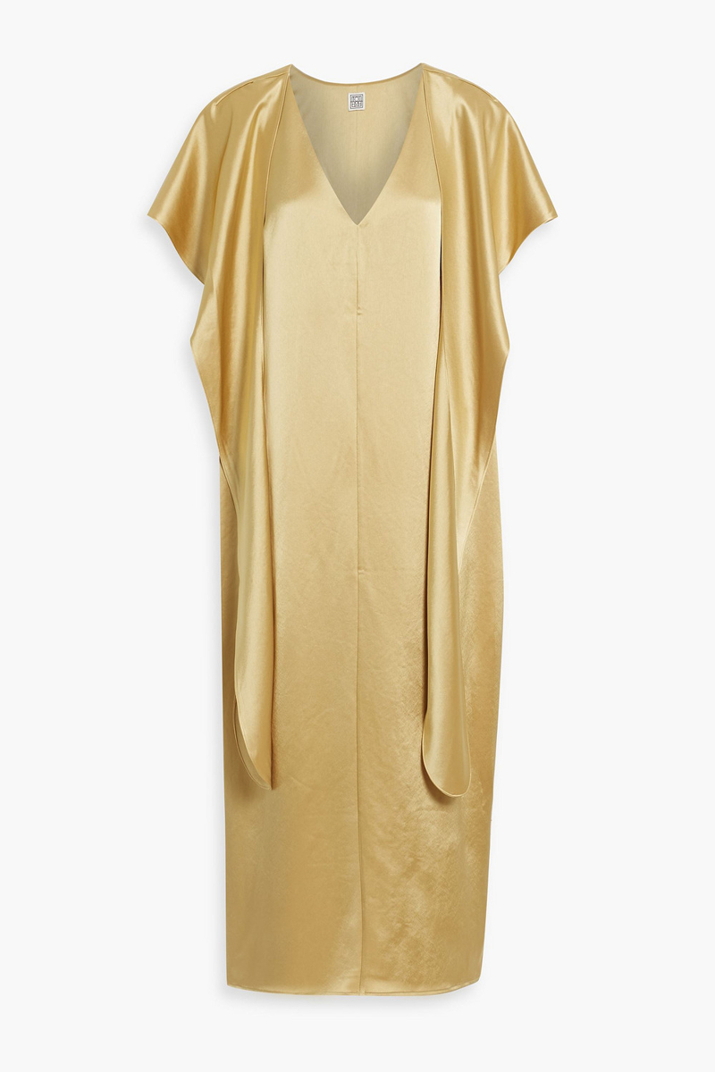 toteme - draped satin maxi dress - metallic - fr 36