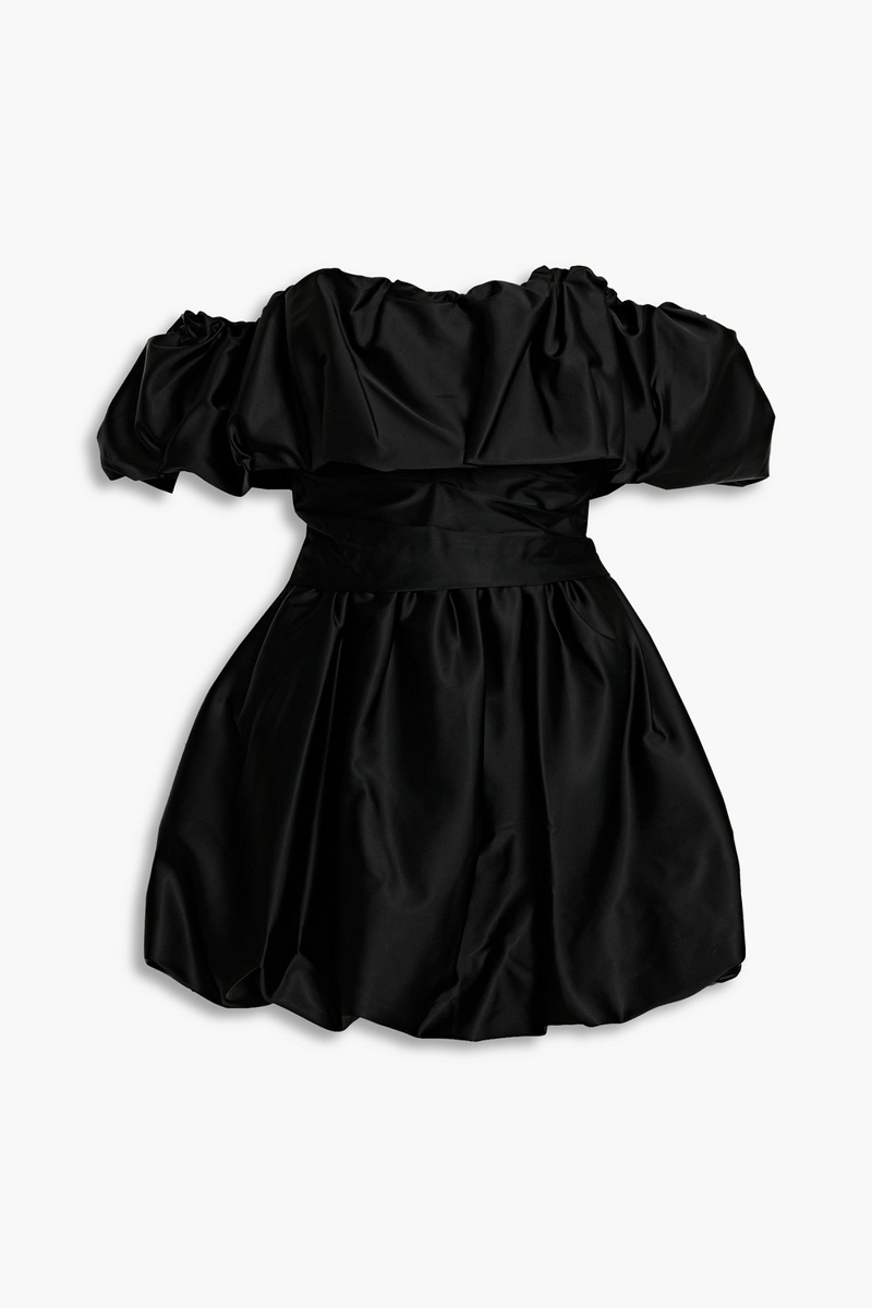SIMKHAI - Astoria off-the-shoulder gathered satin mini dress - Black - US 2