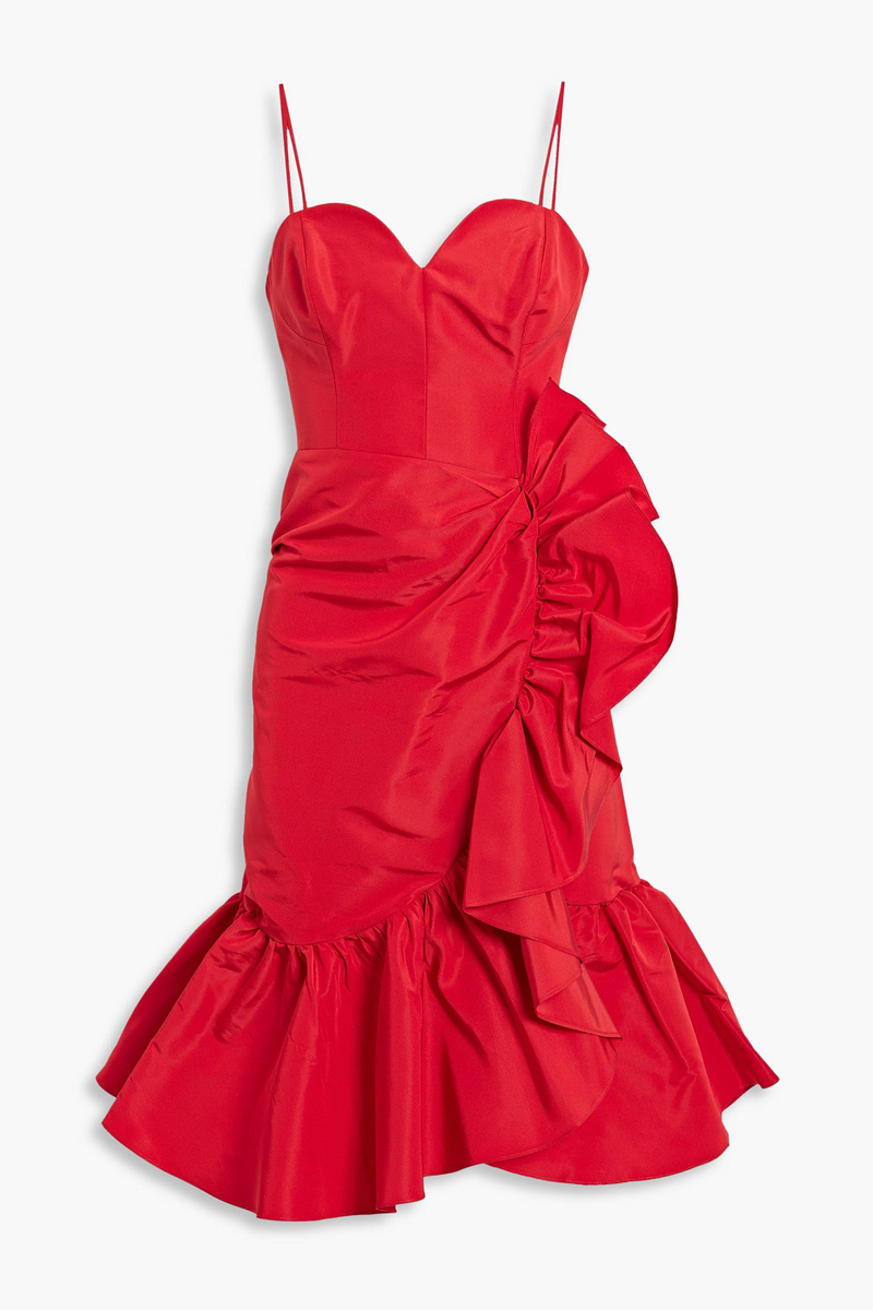 Carolina Herrera - Ruffled silk-faille dress - Red - US 2