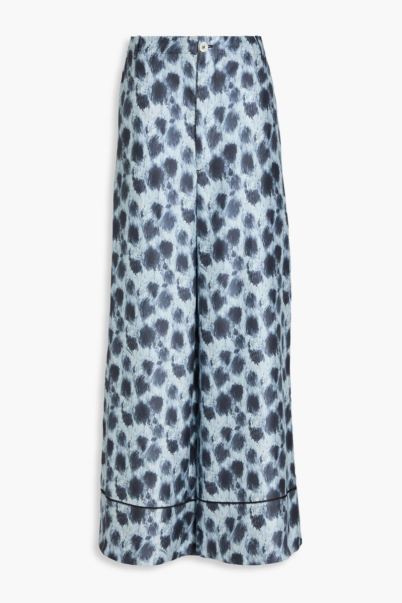 marni - printed silk-twill wide-leg pants - blue - it 48