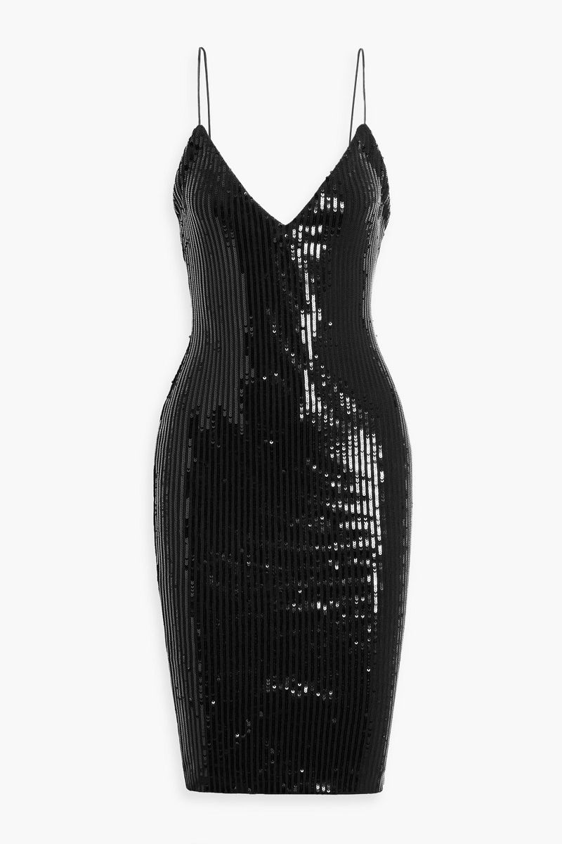 Retrofête - Amber sequined cotton-blend dress - Black - S