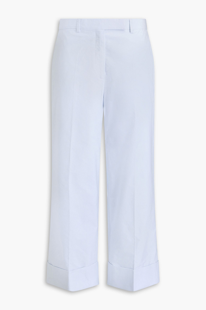 thom browne - cropped cotton oxford straight-leg pants - blue - it 36