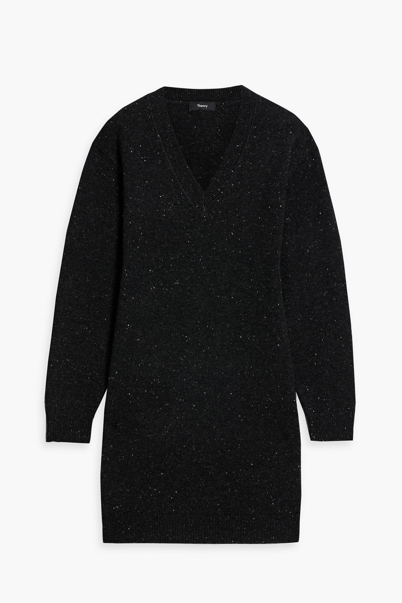 theory - donegal wool and cashmere-blend mini dress - gray - m