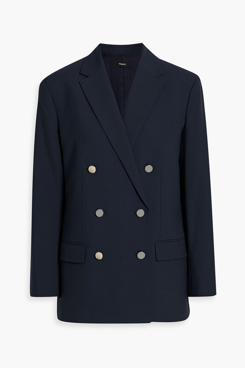 theory - double-breasted oxford blazer - blue - us 6