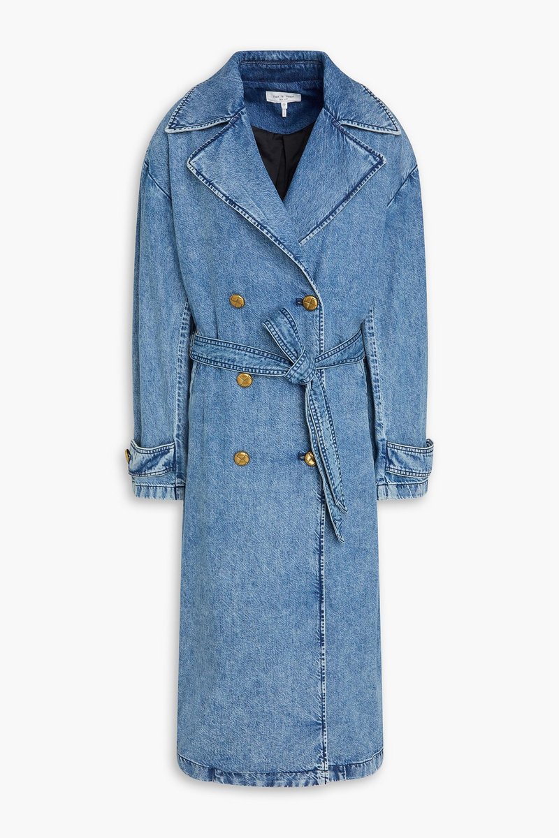 rag & bone - alora denim trench coat - blue - m