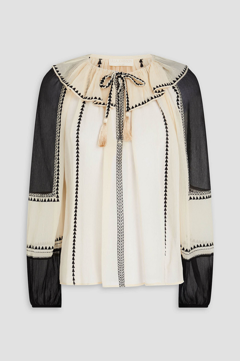 ulla johnson - lenore embroidered silk-crepon blouse - white - us 6