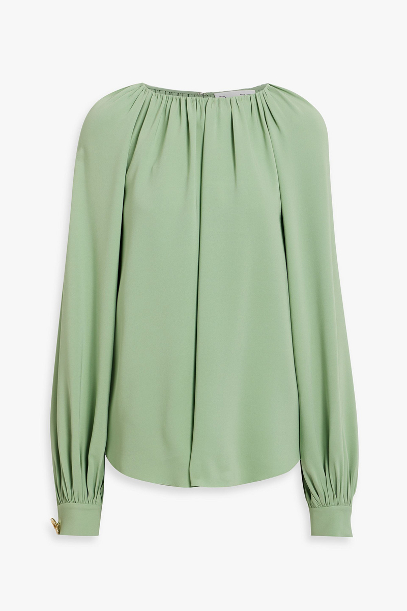 oscar de la renta - silk-blend crepe blouse - green - us 0