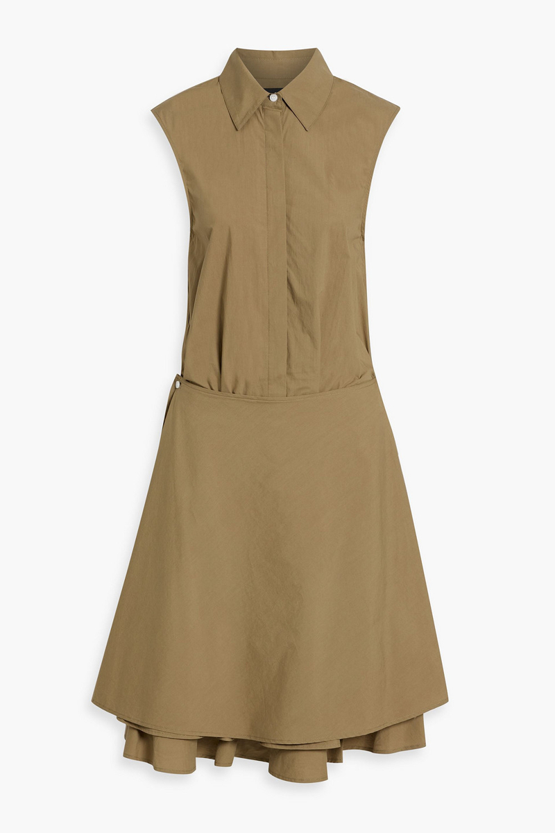 proenza schouler - cindy layered cotton-poplin shirt dress - green - us 0