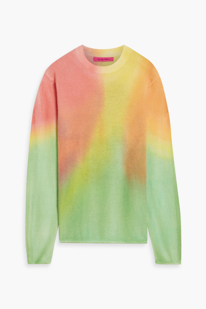 the elder statesman - wave aura tie-dyed intarsia cashmere sweater - yellow - l